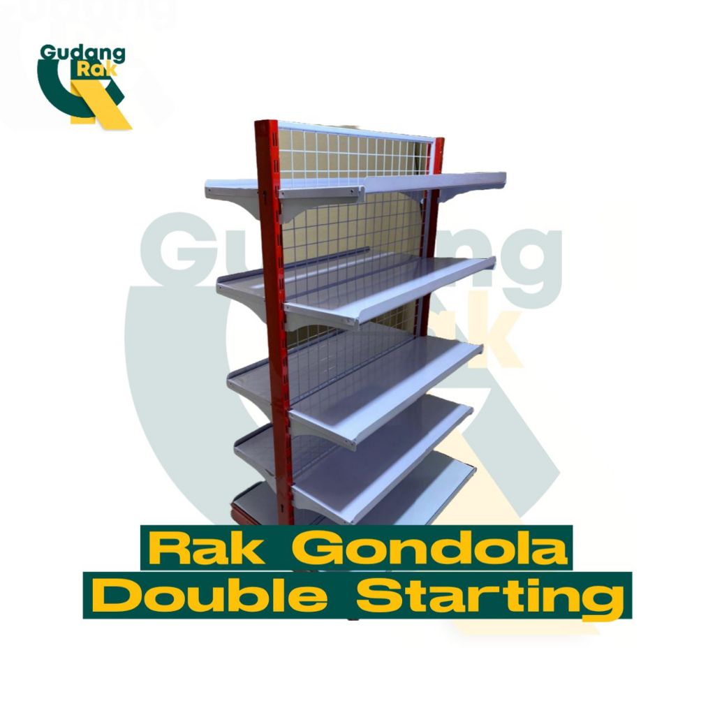 Rak Minimarket Double Starting T. 150.cm shelving 5 susun L 28 x P 90 x plat bawah 30cm