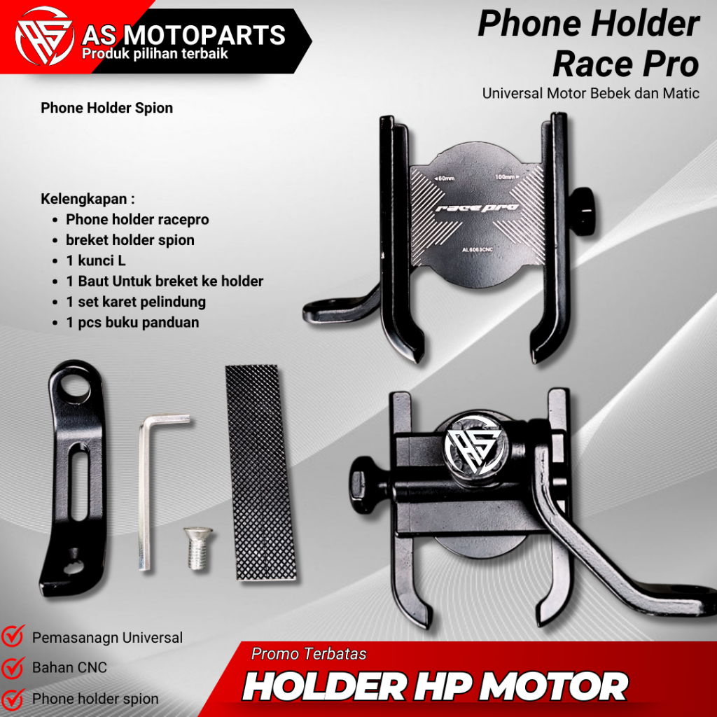 RB4 AS MOTOPART HOLDER HP PHONE HOLDER SPION BAHAN CNC HARGA SEPAKET HOLDER HP DUDUKAN HP MOTOR