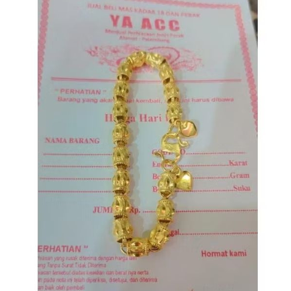 Sepuhan Gelang Bambu Lapis Emas 24K