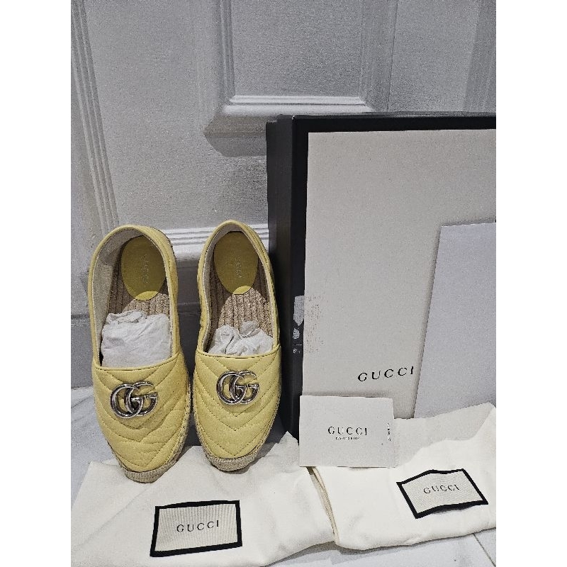 LIKE NEW ORIGINAL GUCCI Espadrilles Size 5 Lemon Yellow