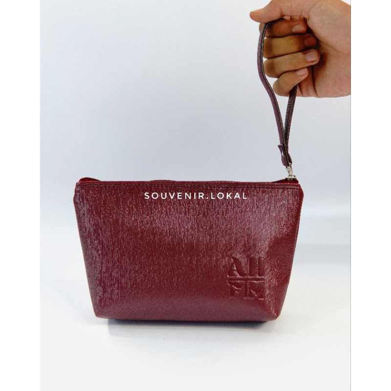 SOUVENIR PERNIKAHAN BERMANFAAT CLUTCH POUCH KOSMETIK, SKINCARE BAHAN METALIK