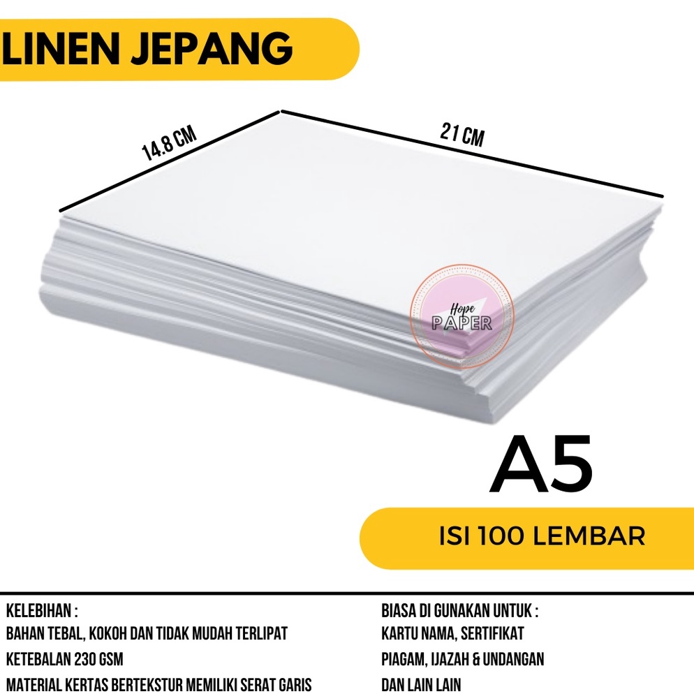

QDTA5182 Kertas Linen A5 isi 1 lembar Kertas Karton A5 Linen