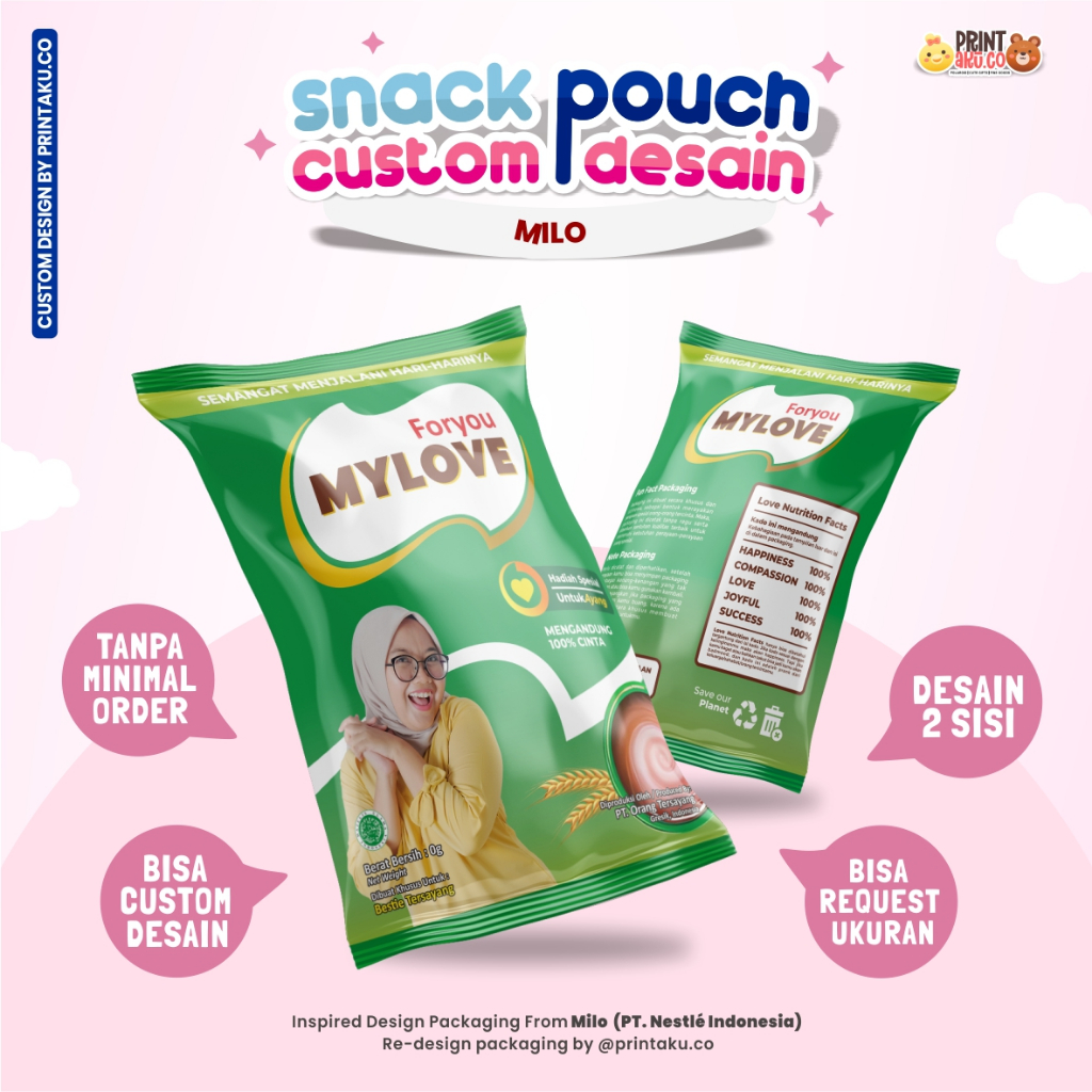 

Bungkus Kado Custom | Snack Custom Foto Teks Bungkus Kado Pouch Jumbo | Series Milo