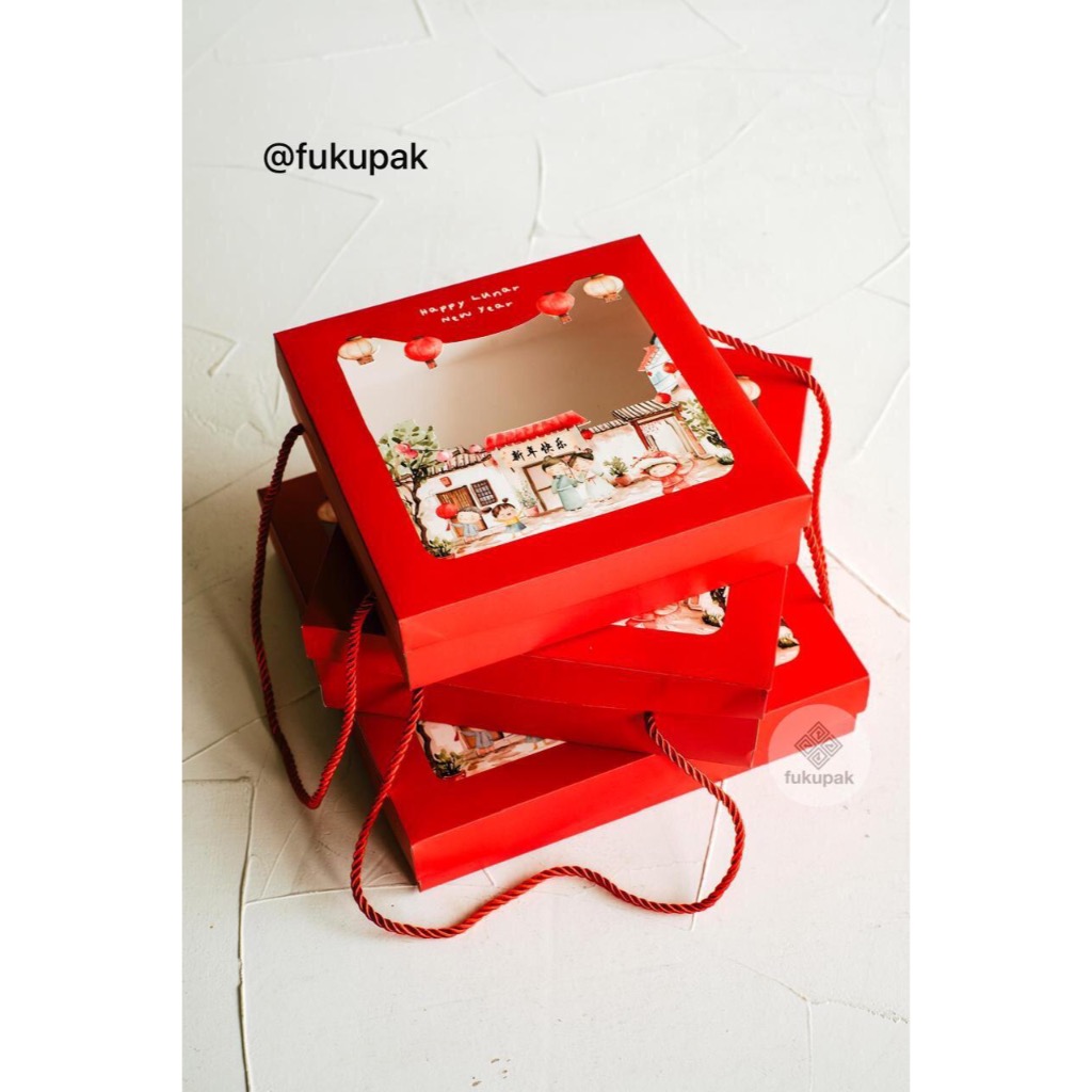 

Box CNY 20x20 22x22 25x25 (10pcs) dus imlek kotak sincia spiku lapis roti cake nasi