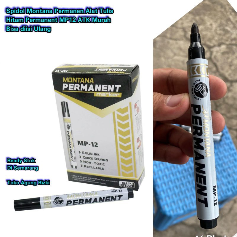 

Spidol Montana Permanen Alat Tulis Hitam Permanent MP12 ATK Murah Bisa diisi Ulang isi Tinta Ink 12pcs