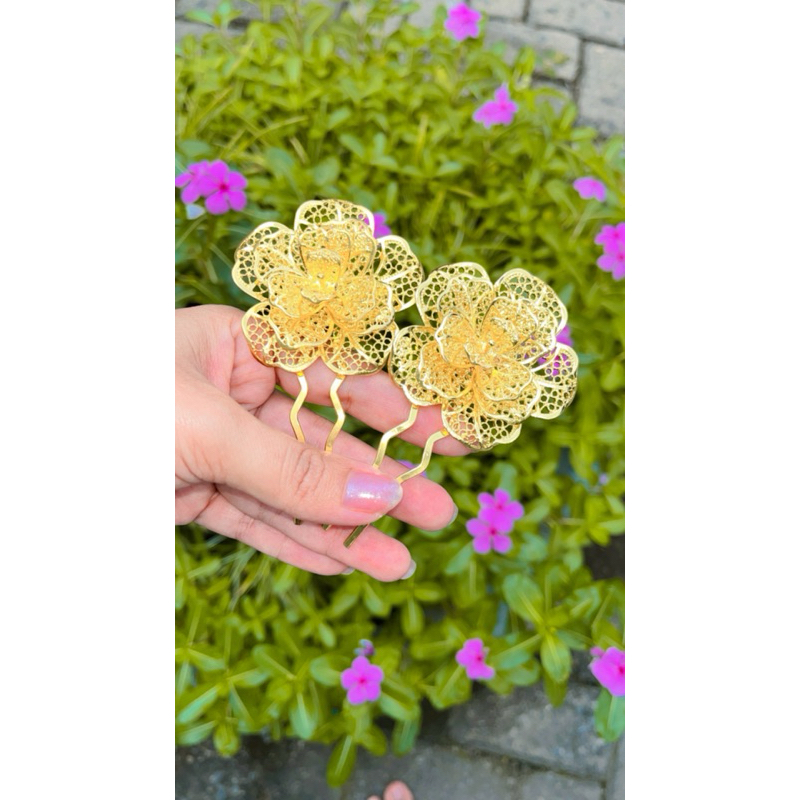 Tusuk Sanggul bunga Kendari Gold / Tusuk Konde premium