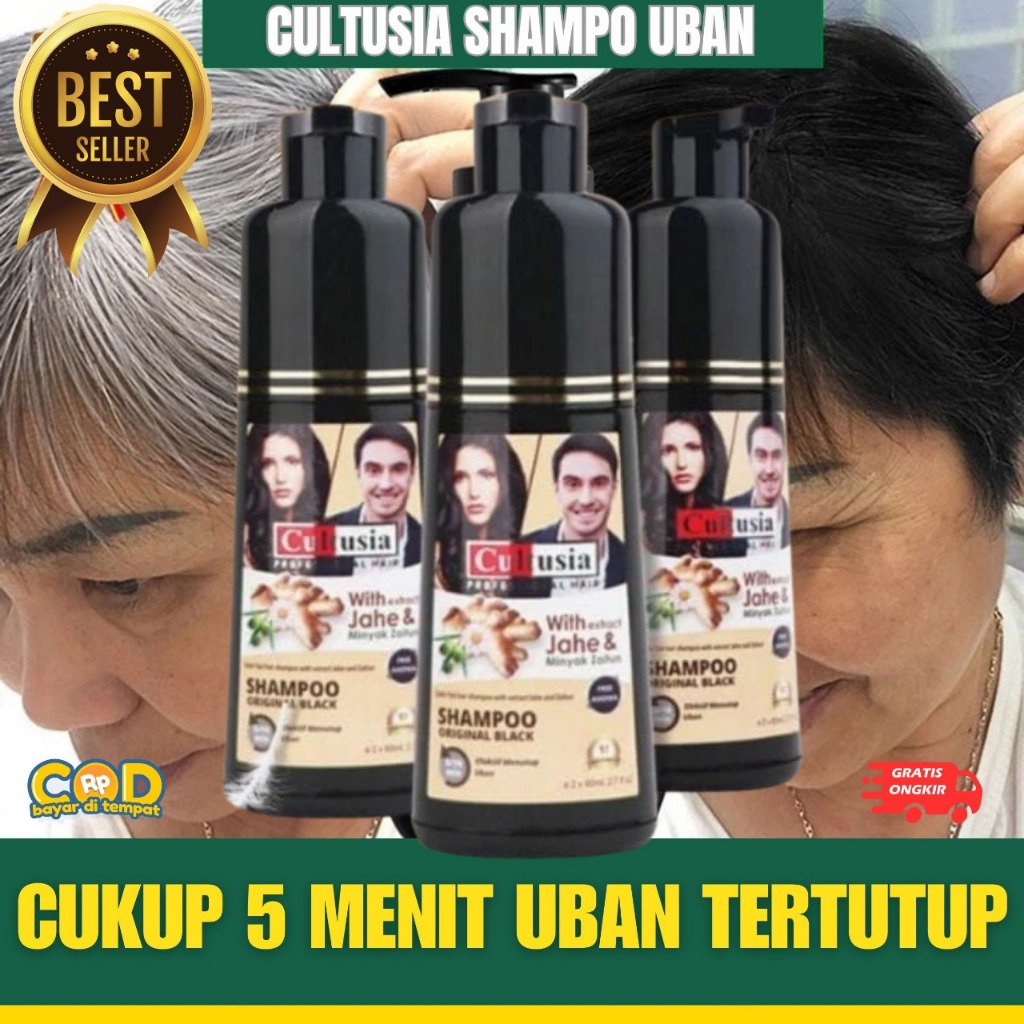 [BPOM & BISA COD] Shampo Penghitam Rambut Cultusia Original Alami Black Shampoo Pewarna Rambut Berub