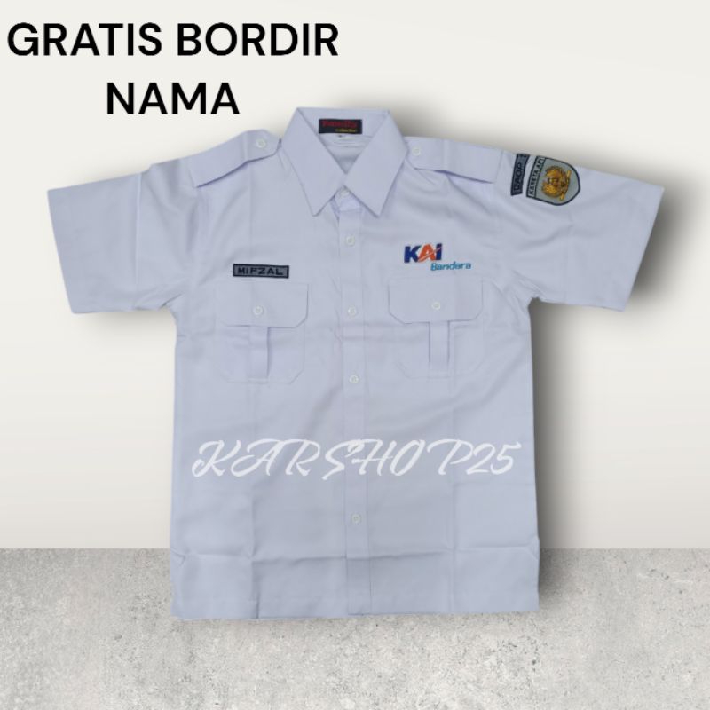 KEMEJA PDH KAI BANDARA TERBARU SERAGAM R6 KAI BANDARA ATASAN BAJU KAI BANDARA SERAGAM R6 PUTIH KEMEJ