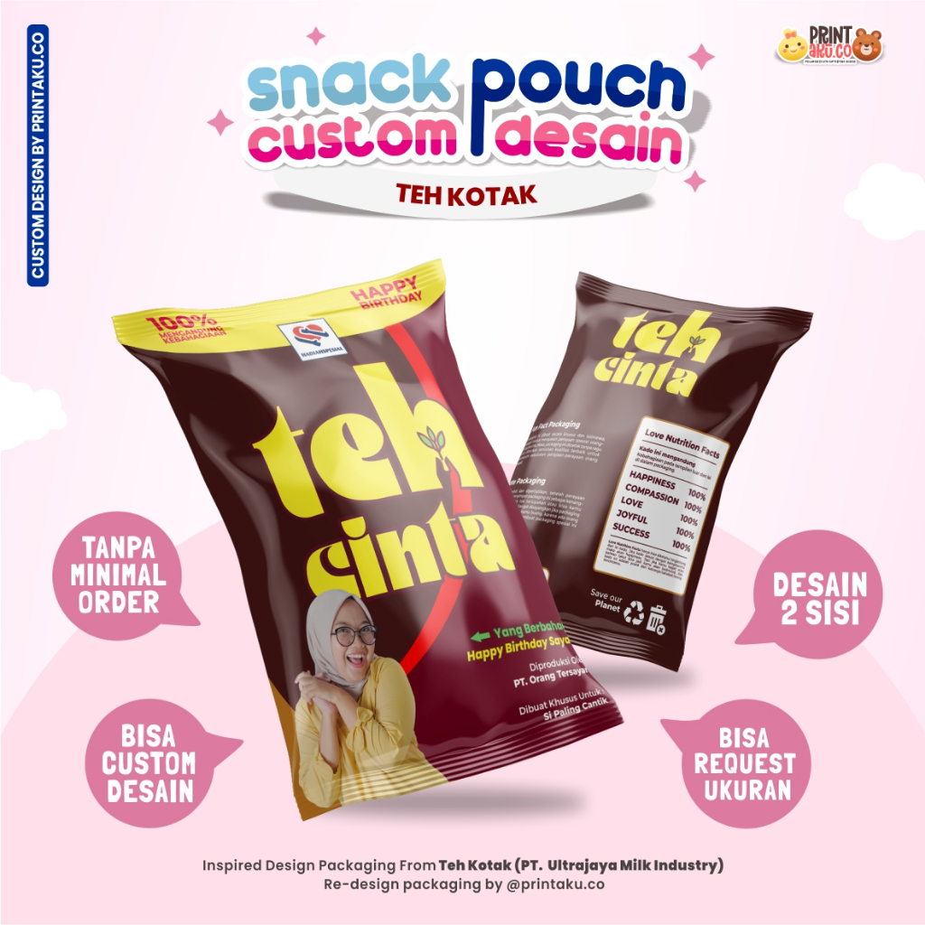 

Bungkus Kado Custom | Snack Custom Foto Teks Bungkus Kado Pouch Jumbo | Series Teh Kotak