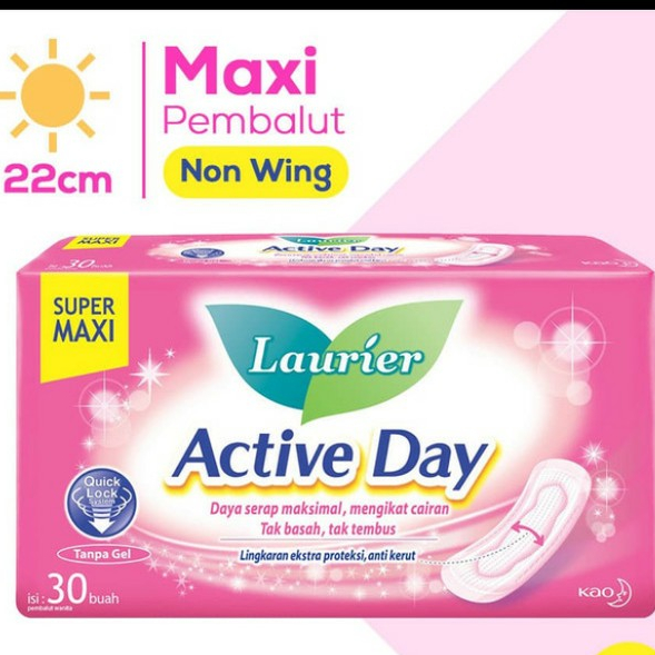 LAURIER 30 S ACTIVE DAY X-TRA DAY NON-WING 22CM,LAURIER 30 S ACTIVE DAY X-TRA DAY WING 22CM