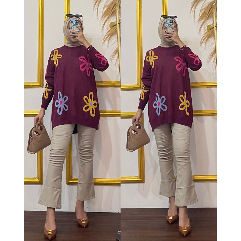 Blouse oversize bunga