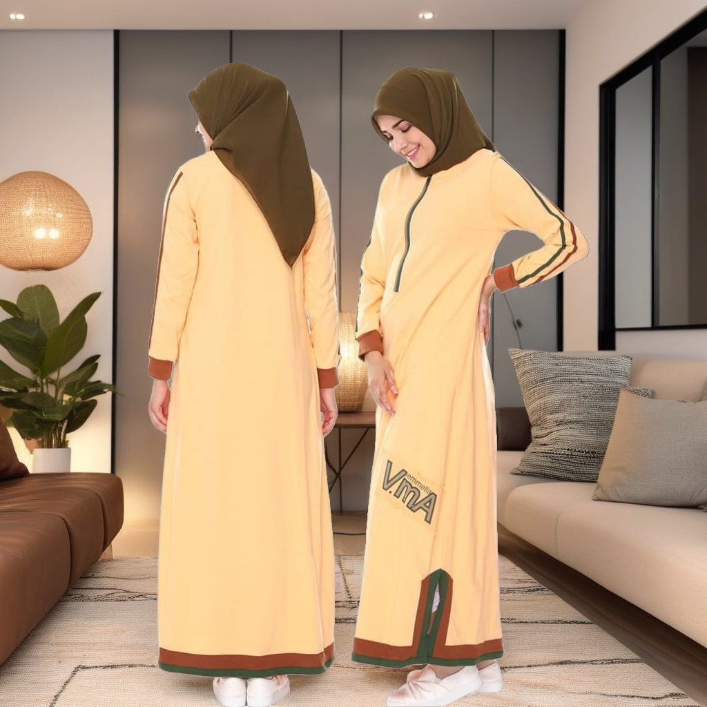 GAMIS KAOS WANITA VEMMELLA GEMMA 17 KUNING MUDA / BAJU GAMIS CASUAL & SPORTY