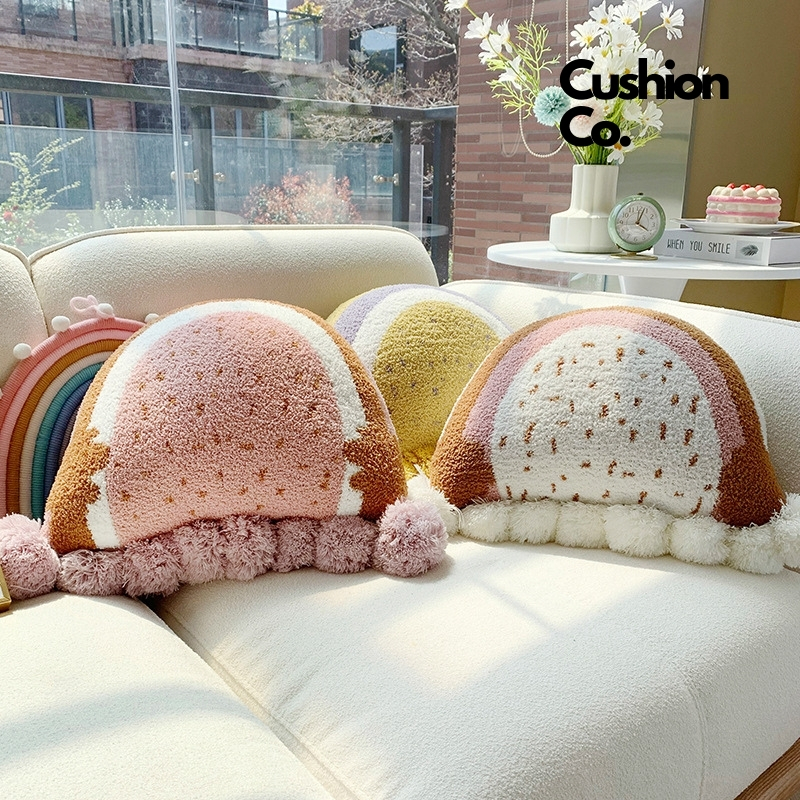 Cushion Co Bantal Dekorasi Unik Bantal Pelangi Rainbow Pillow Pompom dekorasi rumah lucu unik modern