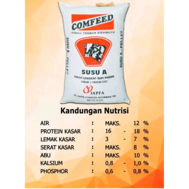 Comfeed Susu A Pellet pakan sapi kambing indukan/perah setengah kg