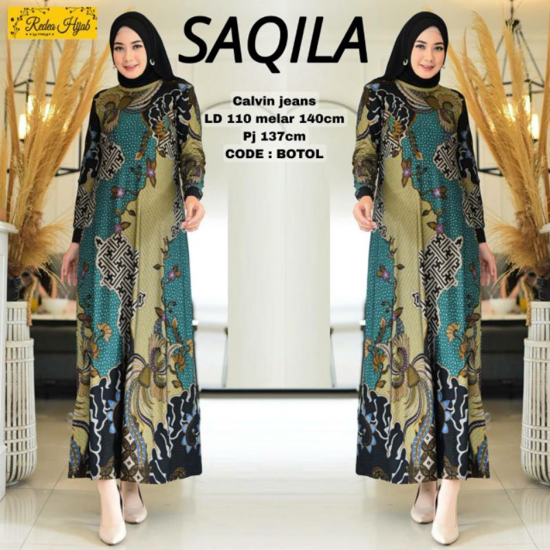 Gamis jumbo ld 120-150  bahan calvin jeans denim ORIGINAL