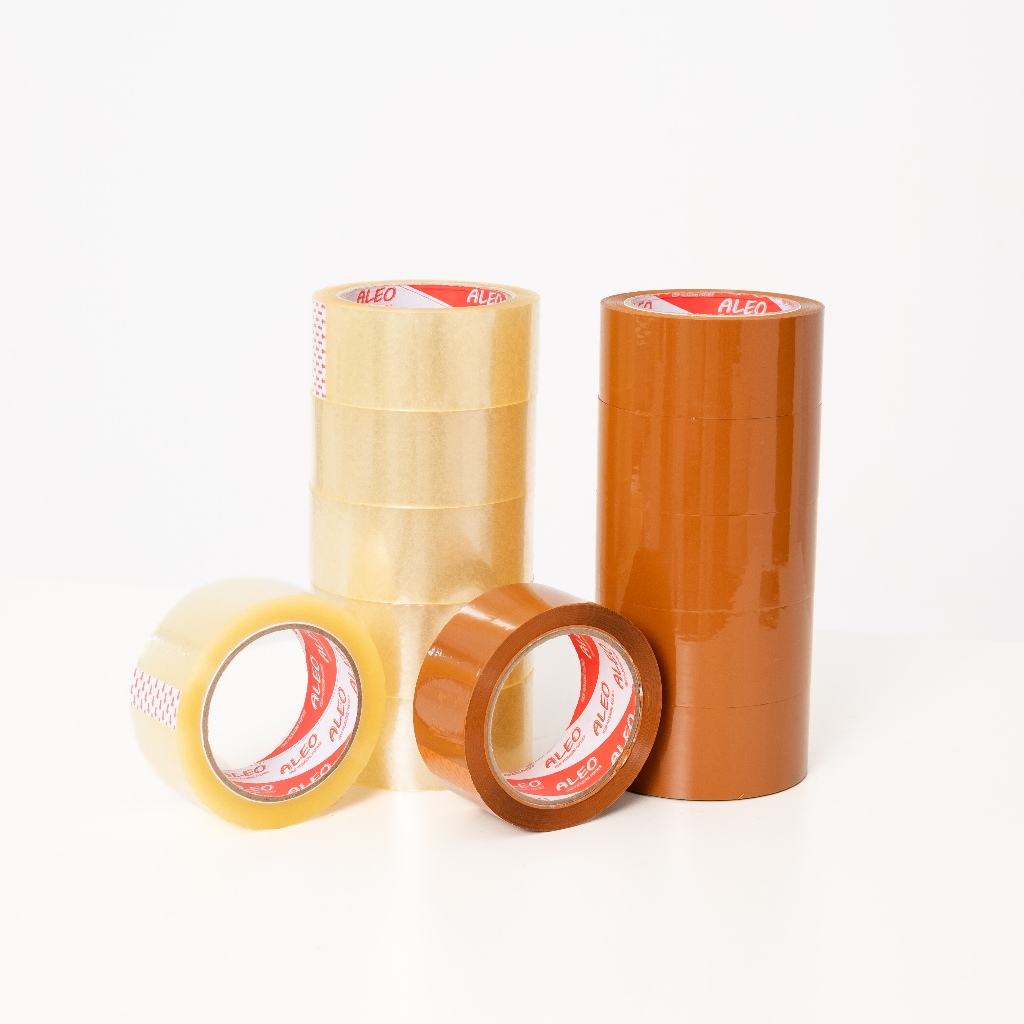 

Lakban Bening 45mm x 100 Yard FULL - Lakban Coklat 45mm x 100 Yard FULL ALEO