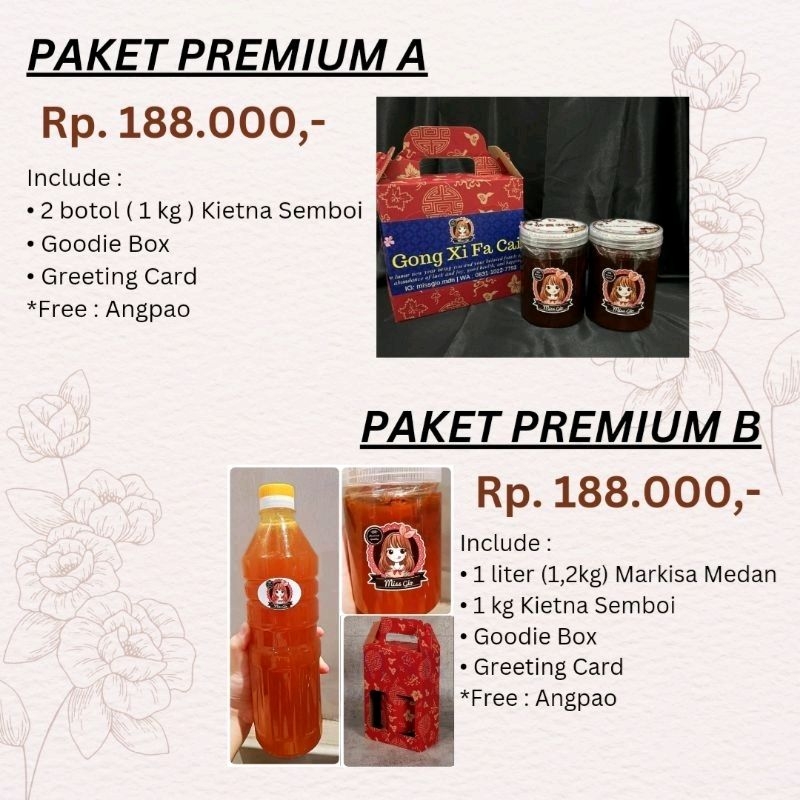 

Hampers PAKET PREMIUM A Markisa 1 liter Kietna 1 kg