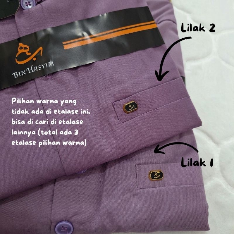 Koko Safari Bin Hasyim Warna Ungu Lilak Lavender Kantong Samping Kerah Sanghai Bahan Toyobo