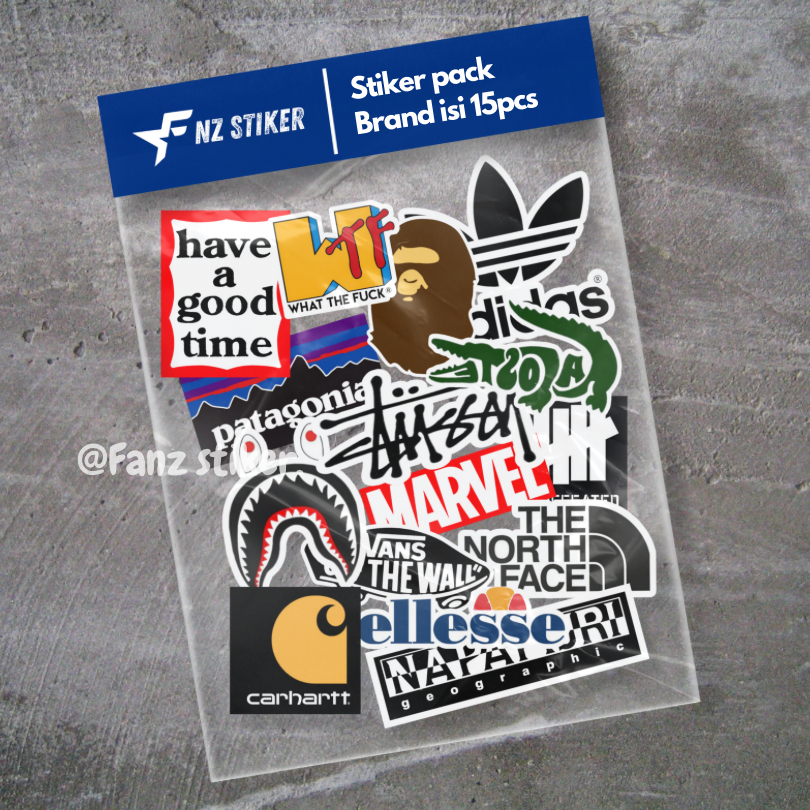 

STIKER BRANDED CASUAL ISI 15pcs, STIKER BRAND LUAR, STIKER HELM, LAPTOP,CASE HP VOL 7