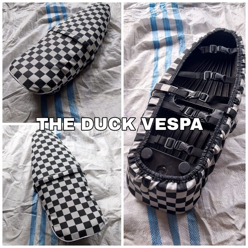 Cover Jok Panjang Motif Catur Hitam Putih Vespa Super Sprint VBB VNB PTS Special