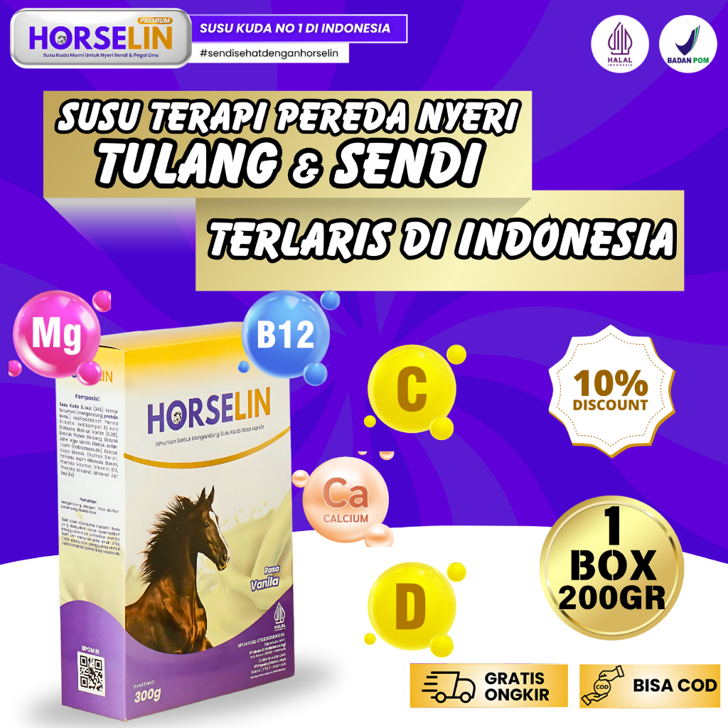 

PAKET HORSELIN 200gr Susu Kuda Premium Asli Sumbawa Original Atasi Nyeri Sendi Asam Urat Pegal Linu