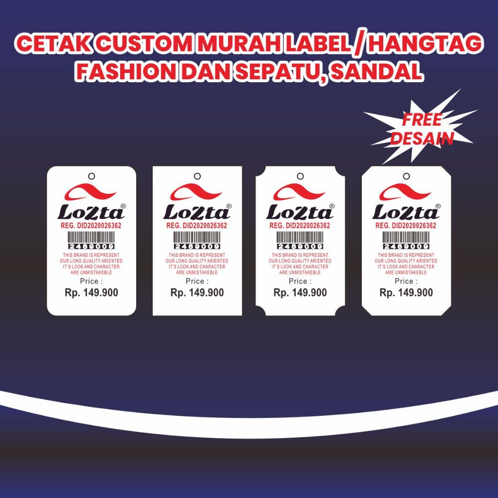 

CETAK CUSTOM MURAH HANGTAG/ LABEL SEPATU SANDAL DAN FASHION (FREE DESIGN)