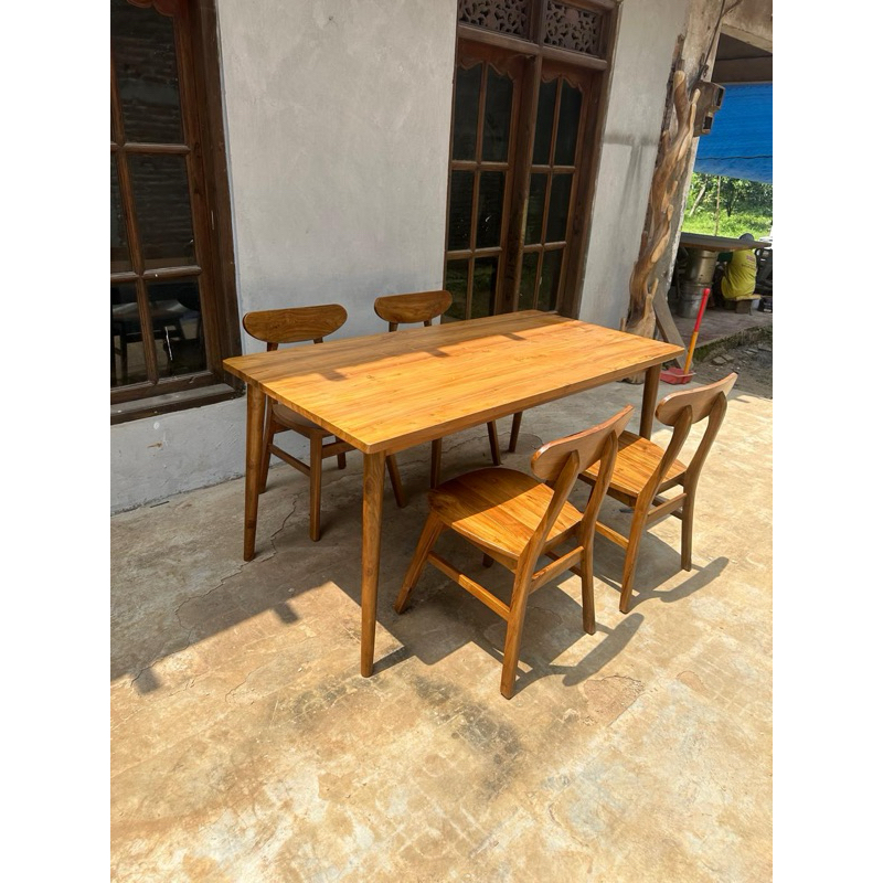 Set Meja Makan Ropan Jati Minimalis / Kursi Makan Jati Minimalis / Kursi Cafe Jati Minimalis / Set M