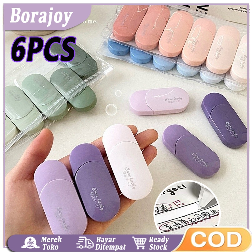 

6PCS Correction Tape / Tip Ex Kertas / Pita Koreksi Warna Pastel Tidak Mudah Terputus