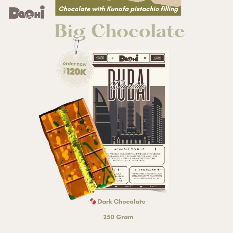 

Coklat Dubai Pistachio Kunafa Dark Choco (Big)