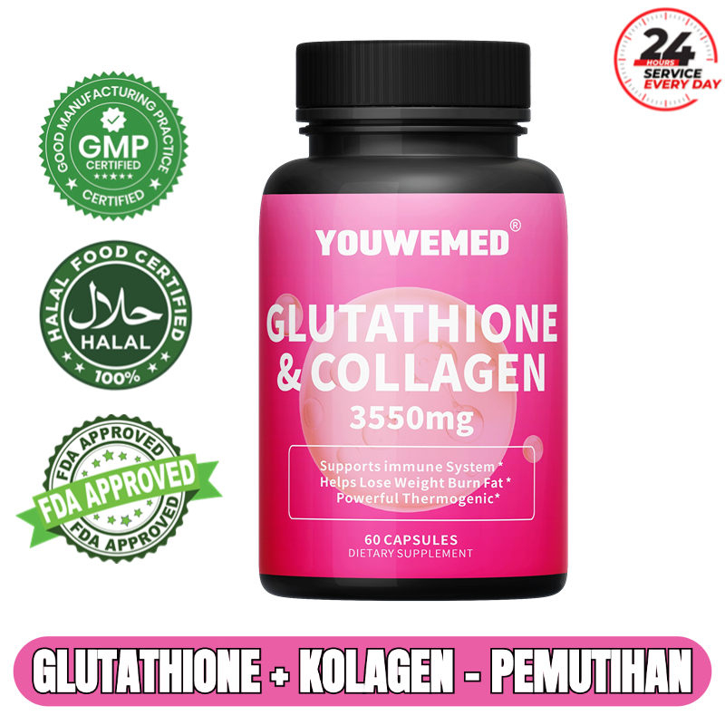 Glutathione + Kolagen, Memutihkan Kulit, Menjaga Kesehatan Kulit, 60 Kapsul
