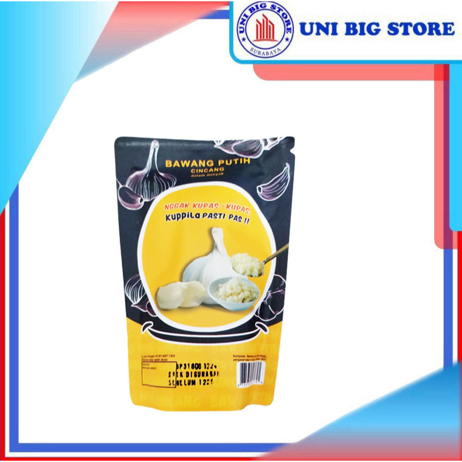 

Kuppila Bawang Putih Cincang Dalam Minyak 200 gr Pouch