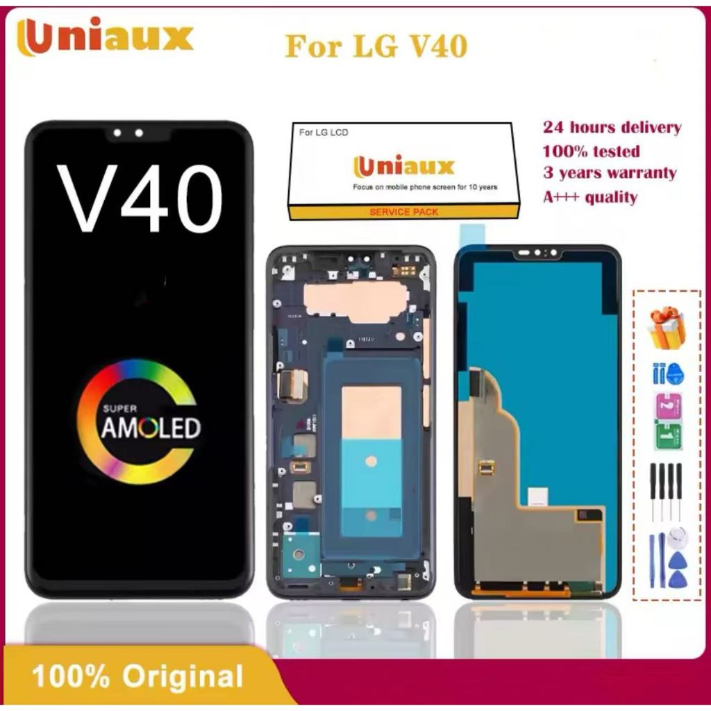 6.4" Original V405 AMOLED For LG V40 LCD Display With Frame Touch Screen Digitizer For LG V40 ThinQ 