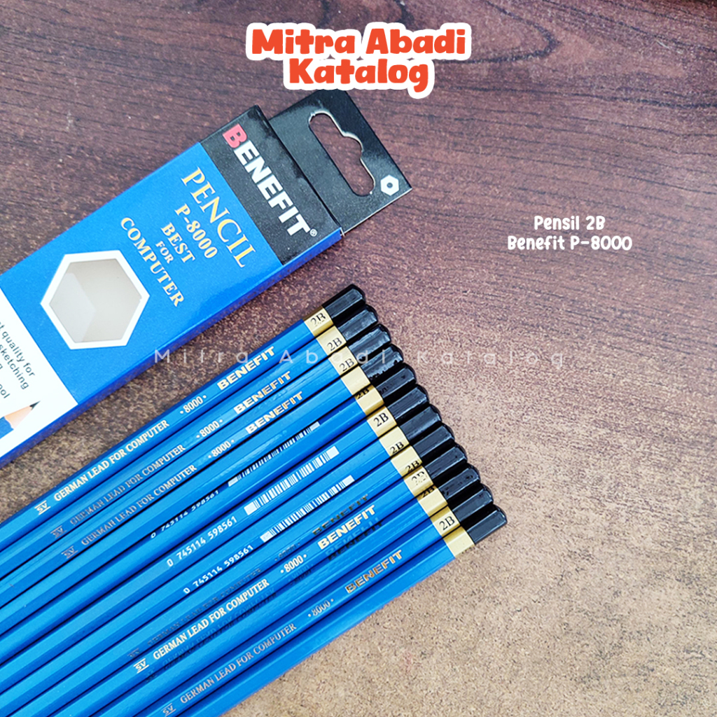 

(12 PCS) PENSIL 2B BENEFIT P-8000 / p8000 1 pack pak pencil kayu pena original menulis graphite menggambar sket sketch anak alat tulis sekolah kuliah atk kantor stationery murah / mitra abadi katalog jogja