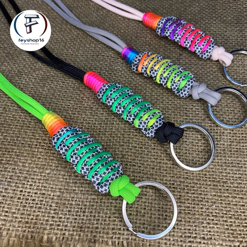 Gantungan Kunci Motor Kalung Tali Panjang Paracord Knot Colorfull
