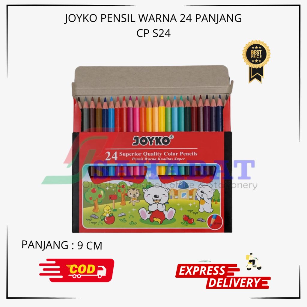 

JOYKO PENSIL WARNA ISI 24 / PENSIL MEWARNAI / PENSIL GAMBAR ISI 24 WARNA JOYKO