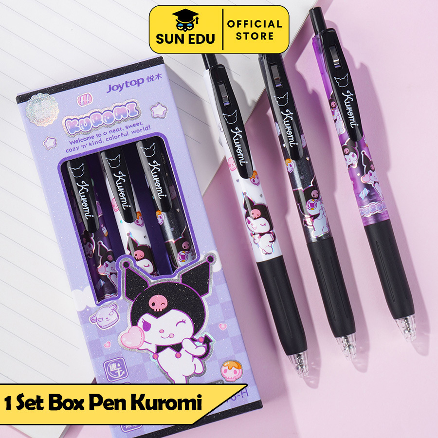 

3PCS Pen Mekanik Black Gel Sanrio Kuromi Cute / Pulpen Gel Mekanik 0.5mm