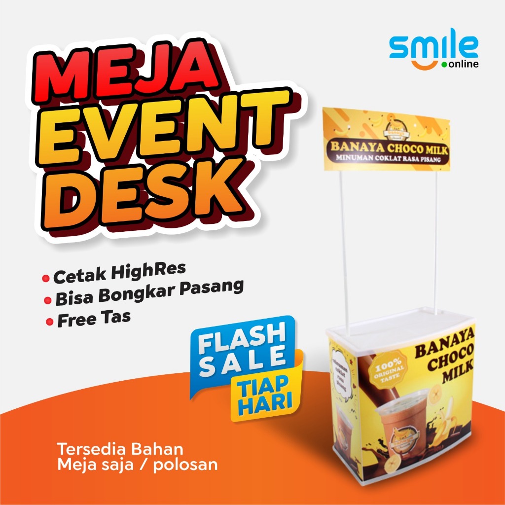 EVENT DESK BOOTH PORTABLE MEJA PROMOSI + CETAK -   FLASH SALE
