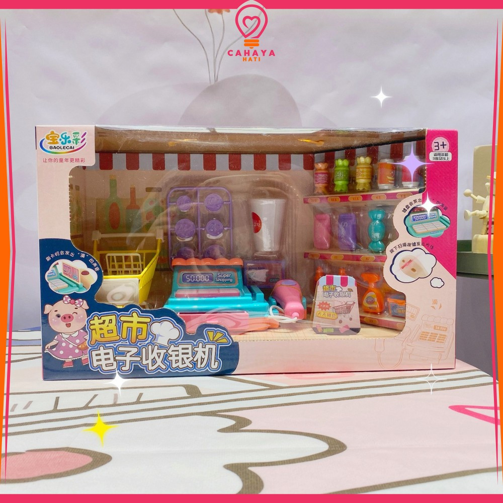 Mainan Mesin Kasir + Mainan Troli Belanja Anak / Cash Register Import / Mainan Kasir Kasiran Anak Pr
