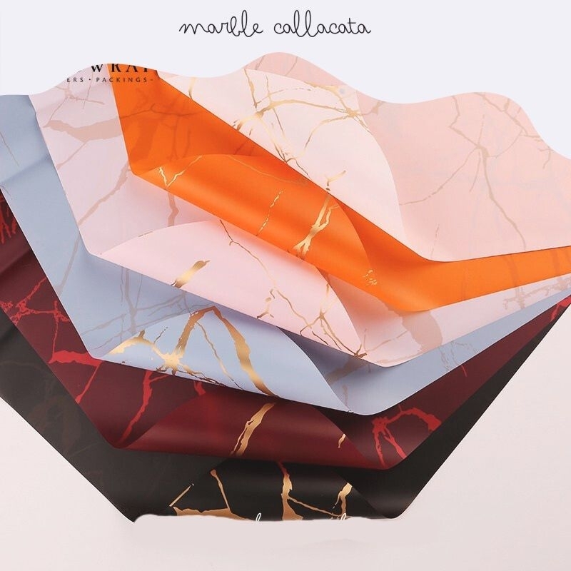 

WRAPPING PAPER MARBLE CALACATTA GOLD / Flower Wrapping Paper Golden Marble / Cellophane Kertas Buket Motif Marmer Emas Bunga / FLOWER WRAPPING MARBLE OMBRE COLOR TRANSPARENT CELLOPHANE Kertas Bouquet Bunga / Hand Bouquet / Bouquet Bunga