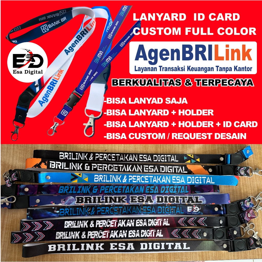 

Agen BRI LINK Tali ID Card Lanyard BRI LINK Full Colour