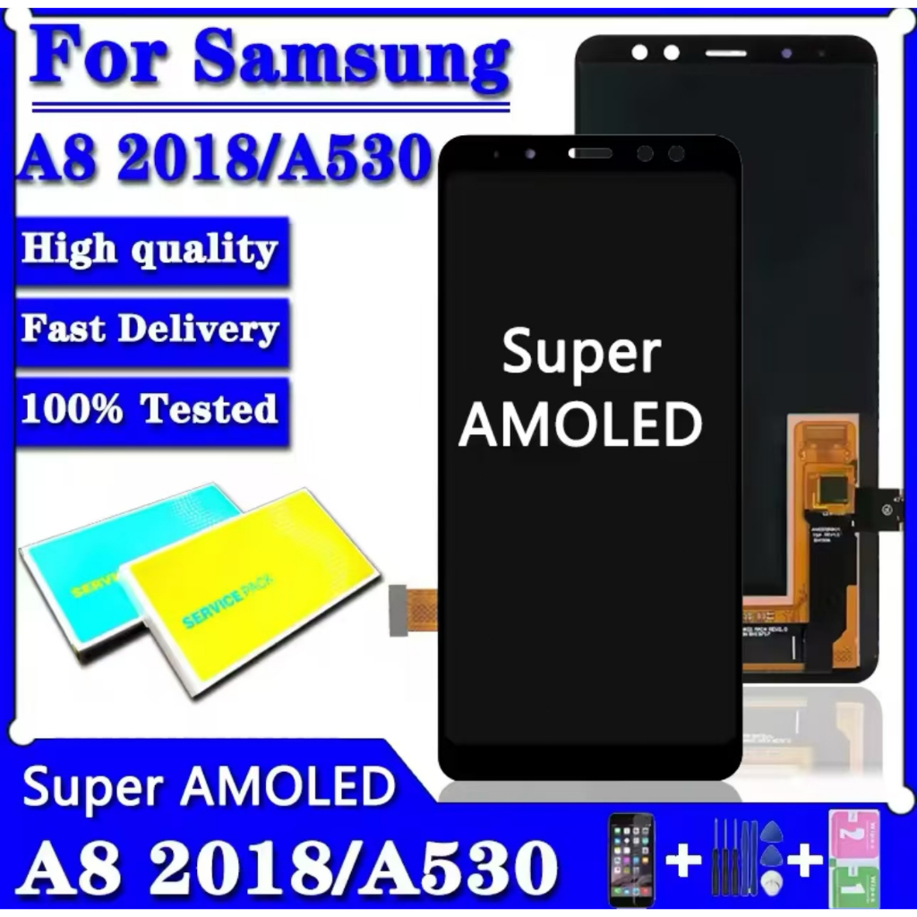 Super AMOLED LCD Display Touch Screen Digitizer Assembly for Samsung A8/A8+ 2018 A530 A530F Mobile P