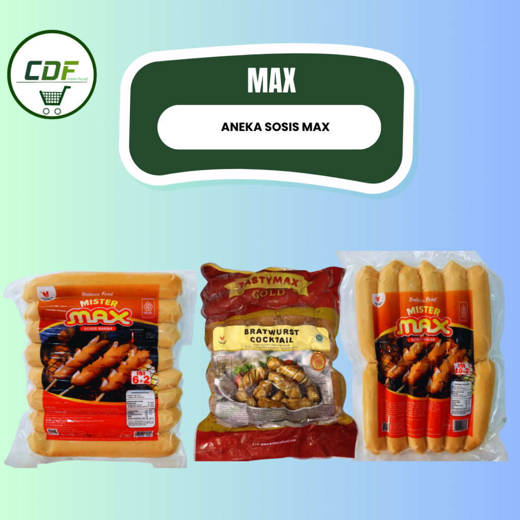

MAX Mister Ayam Jumbo 8s / Max Mister Ayam Mini / Max Tasty Cocktail 500gr / Max Sosis Ayam Merah 500gr