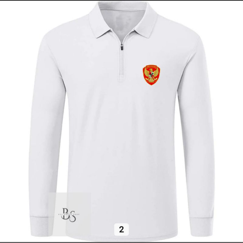 Kaos Krah lengan panjang IND distro43/Kaos kerah resleting pria lengan panjang kaos resleting Kaos k