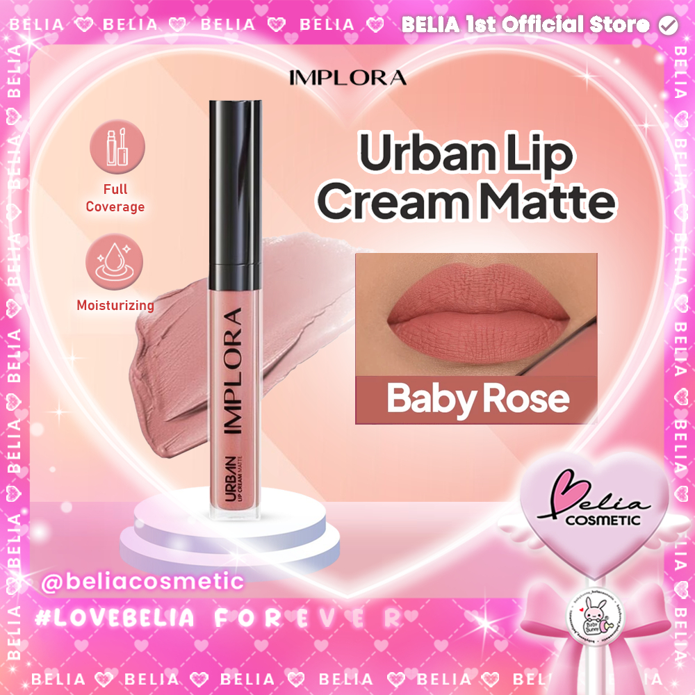 [ BELIA ] Implora Urban Lip Cream Matte 14 Baby Rose | Lipstick | vitamin E | Mudah diaplikasikan