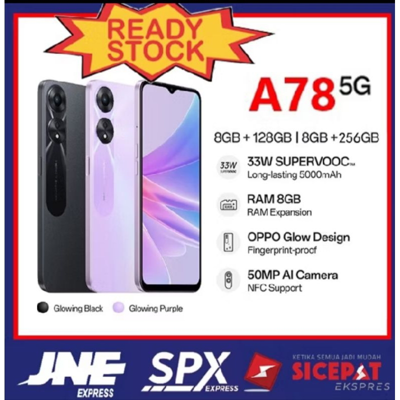 promo 2025 HP OPPO A78 5G (8GB+128GB) (8GB+256GB Extended Ram 8GB- Dimensity-700 garansi 7bulan