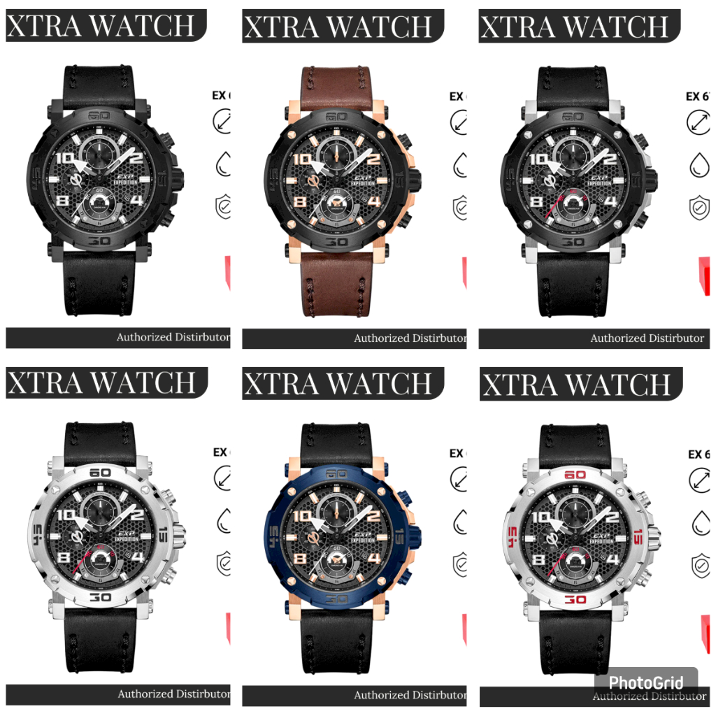 JAM TANGAN PRIA EXPEDITION EXP 6769 / E6769 ORIGINAL CHRONOGRAPH - TALI KULIT - GARANSI RESMI 1 TAHU