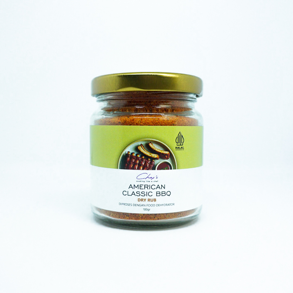 

American Classic BBQ Dehydrated Dry Rub by Chaf's 100gr / Bumbu Marinasi Rempah Kering American BBQ. Botol / Jar Kaca.