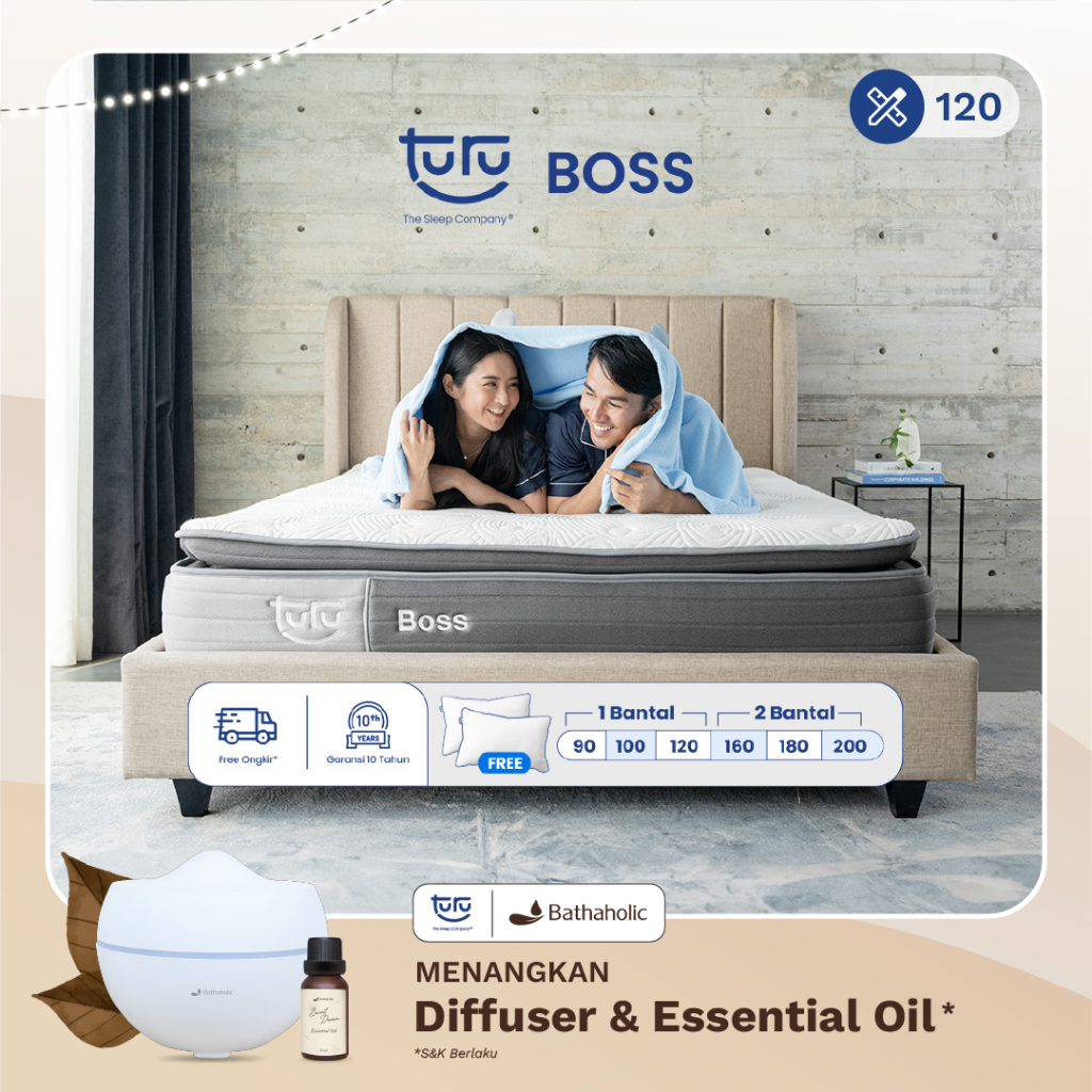 Turu - Kasur Pocket Spring Bed TURU BOSS ukuran 120x200 (Double Size) Free Bantal