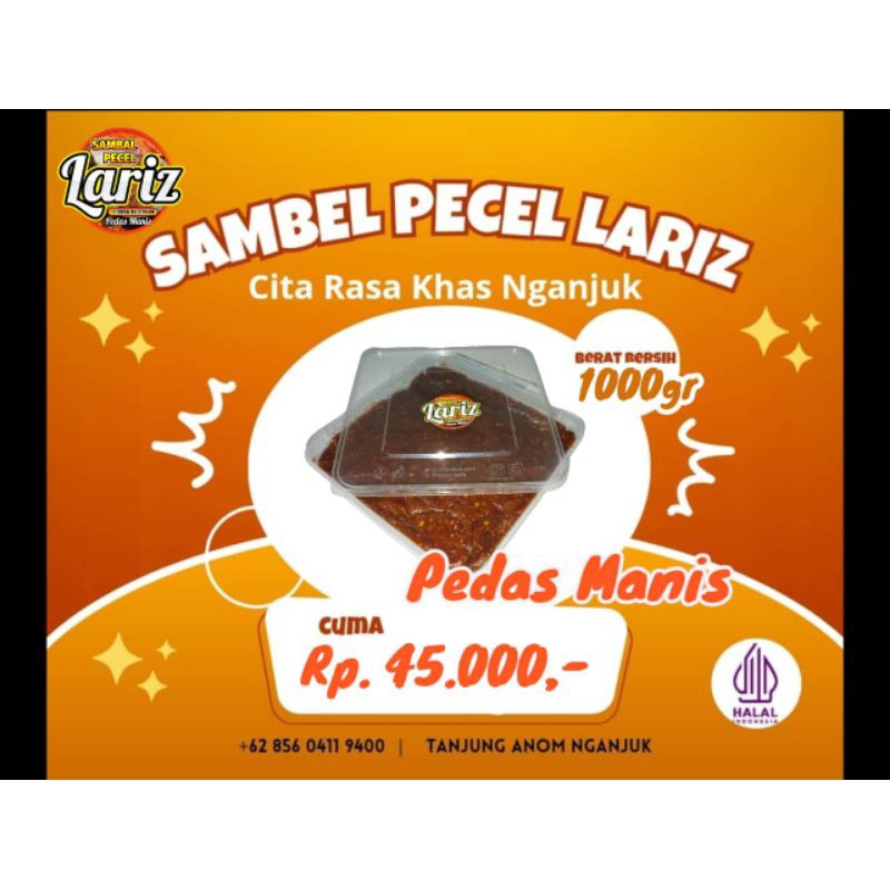 

SAMCEL LARIZ/Sambel Pecel Sangrai/Sambel kacang/bumbu pecel khas Nganjuk 1000 gram/1kg