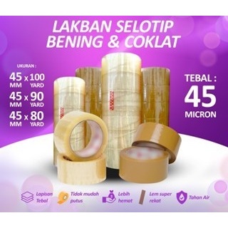 

Lakban Selotip Bening 72 Yard/90 Yard/100 Yard x 45 mm murah Kuat Tebal